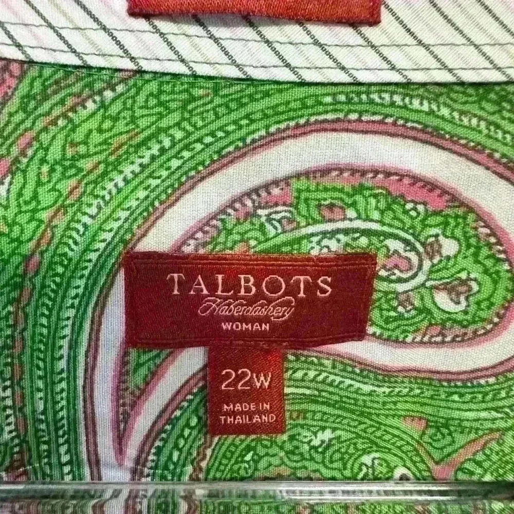 Talbots Multicolored Boxy 3/4 Sleeve Button Down … - image 2